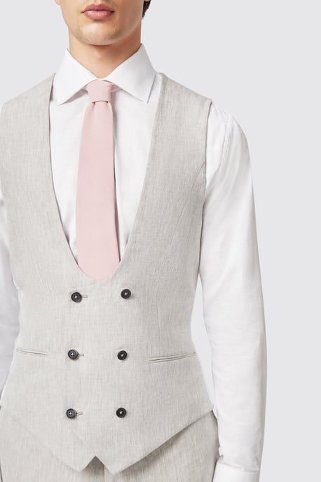 Claremont Slim Fit Stone Linen Waistcoat