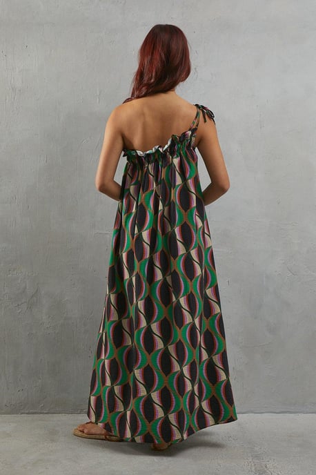 Viscose One Shoulder Midi Sundress