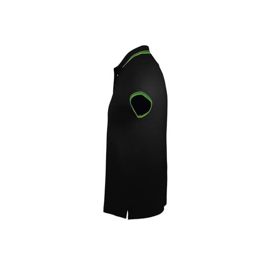 SOLS Mens Pasadena Tipped Short Sleeve Pique Polo Shirt (Schwarz/Limette) - Image 3