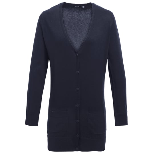 Premier Womens/Ladies Longline V-Ausschnitt Strickjacke (Navy) - Image 1