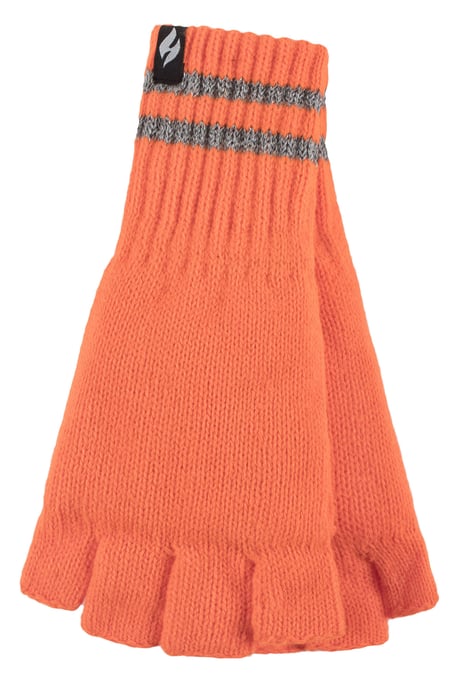 Herren gestrickt fingerlose reflektierende Handschuhe für den Winter | Wärmehalter | Thermal Hi Viz Arbeitshandschuhe - Orange - Image 1