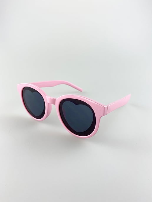 Plastic Round Frame Sunglasses with Heart Lenses
