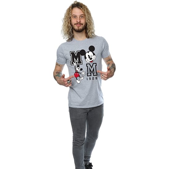 Disney Mens Jump And Wink Mickey Mouse T-Shirt (Sports Grey)