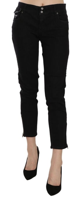 John Galliano Damen Schwarz Mittlere Taille Gekürzte Jeans mit Ausfransung Casual Hosen - Image 1