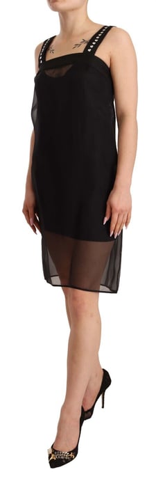 Dolce & Gabbana Damen Schwarzes Seiden-Stretch-Crystal-Minikleid - Image 2