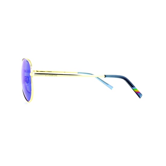 Polaroid Aviator Unisex Gold Grey Blue Mirror Polarized Sunglasses