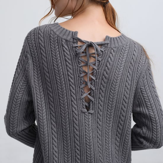 Schnürung im Rücken Pullover Kleid - Image 4