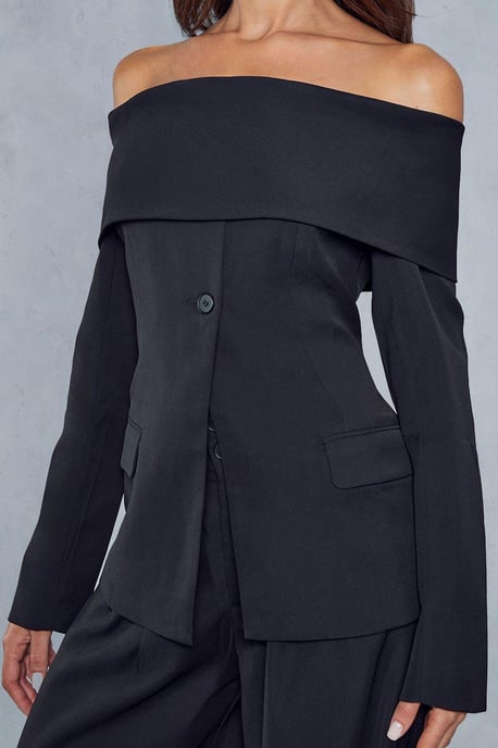 Tailored Bardot Fitted Blazer Top