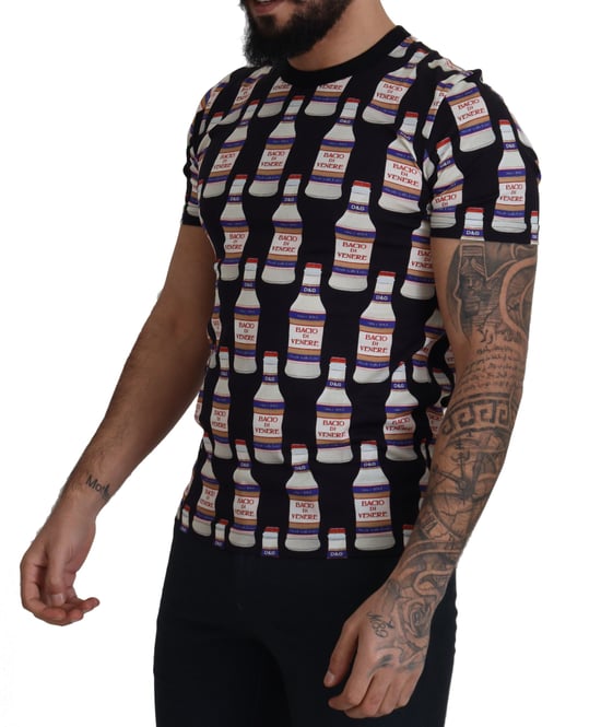 Dolce & Gabbana Schwarzes Bacio Di Venere Baumwoll Crew Herren T-Shirt - Image 5