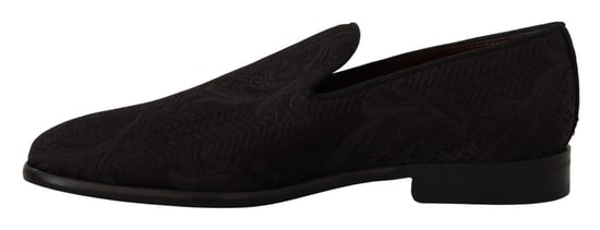 Dolce & Gabbana Black Floral Brocade Slippers Loafers Men's Shoes