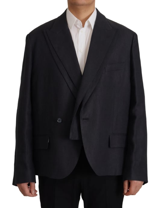 Dolce & Gabbana Blaues Leinen Formal Herren Blazer Herren Jacke - Image 1