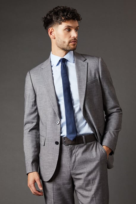 Mid Grey Sharkskin Slim Fit Suit Jacket - Image 2
