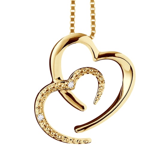 DIADEMA - Necklace Two Hearts - Prestige Jewelery - Diamonds - Chain Yellow Gold