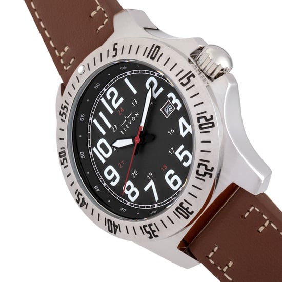 Elevon Aviator Leather-Band Watch w/Date