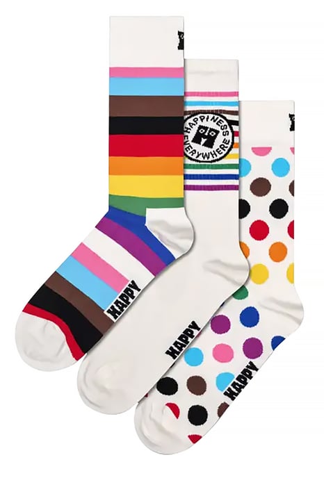 3er Pack Multipack Pride Socken Geschenkbox | Happy Socks | Mehrfarbige Regenbogen LGBTQIA+ Socken - Regenbogen - Image 1