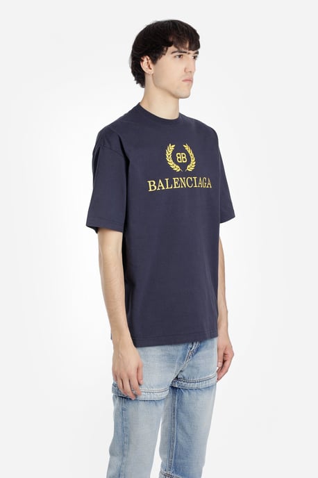 Balenciaga Classic BB Logo Oversized T-Shirt Navy
