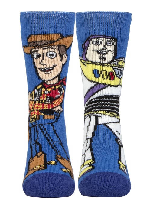 Kinder Toy Story Thermosocken | Wärmehalter | Winter-Neuheitssocken für Jungen & Mädchen | Woody & Buzz, Jessie & Bullseye - Woody & Buzz - Image 1