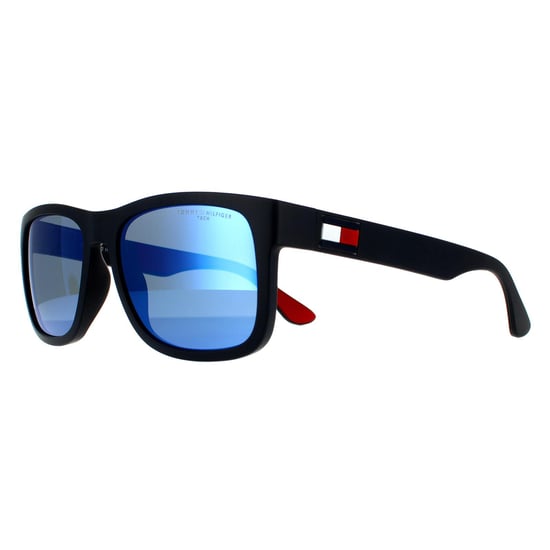 Tommy Hilfiger Rectangle Mens Matte Blue Blue Mirror Sonnenbrillen - Image 2