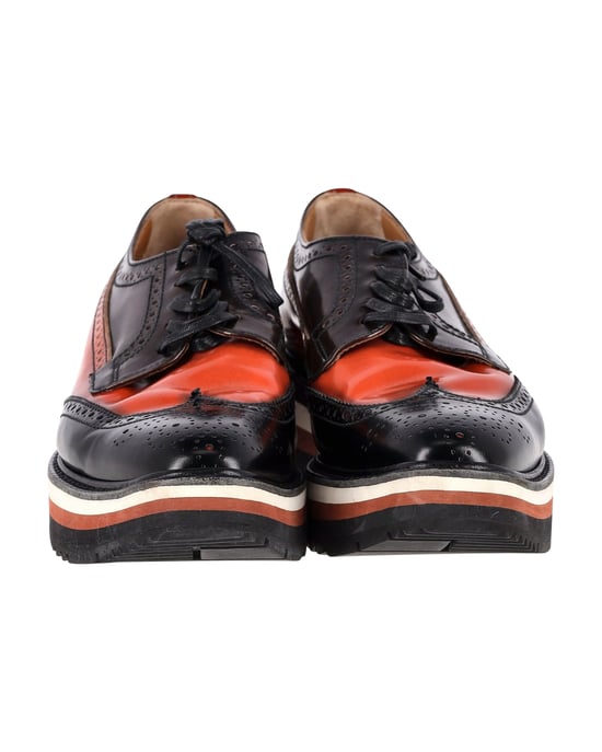 Prada Flatform Derby Brogue Schnürschuh aus schwarzem Leder - Image 3