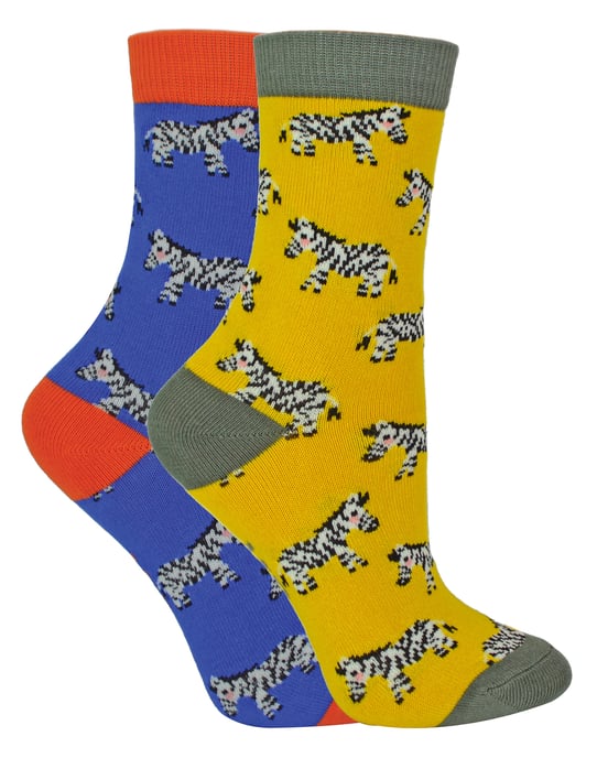 Mr Heron - 2 Paar Socken aus Bambus mit Tiermuster - Zebra - Image 1