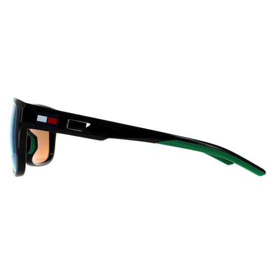 Tommy Hilfiger Wrap Mens Black Green Mirror Sonnenbrillen - Image 3