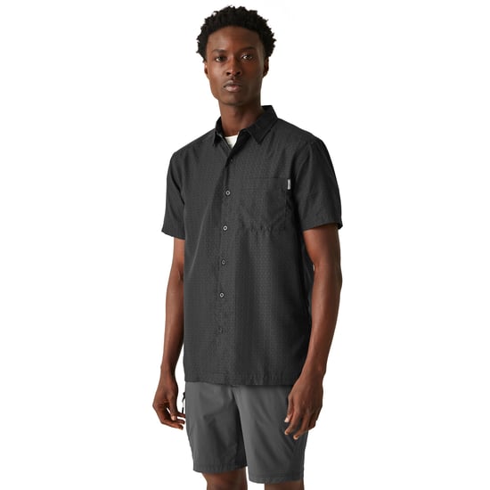Regatta Mens Mindano VIII Patterned Short-Sleeved Shirt (Ash/Black)