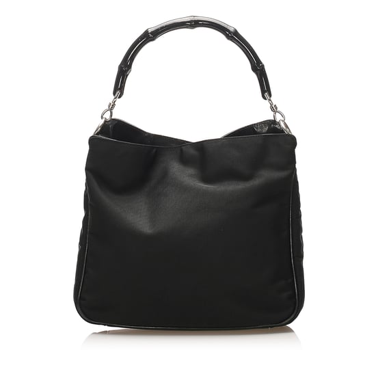 Vintage Gucci Bamboo Canvas Handbag Black - Image 1