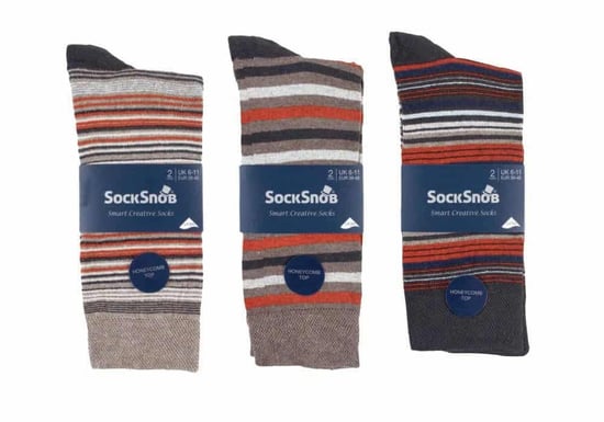 6er-Pack bunte gestreifte Baumwollsocken für Herren in 7 verschiedenen Ausführungen - Image 2