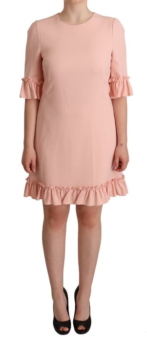 Dolce & Gabbana Damen Kleid aus Viskose mit pinkfarbenen Rüschenärmeln - Image 4