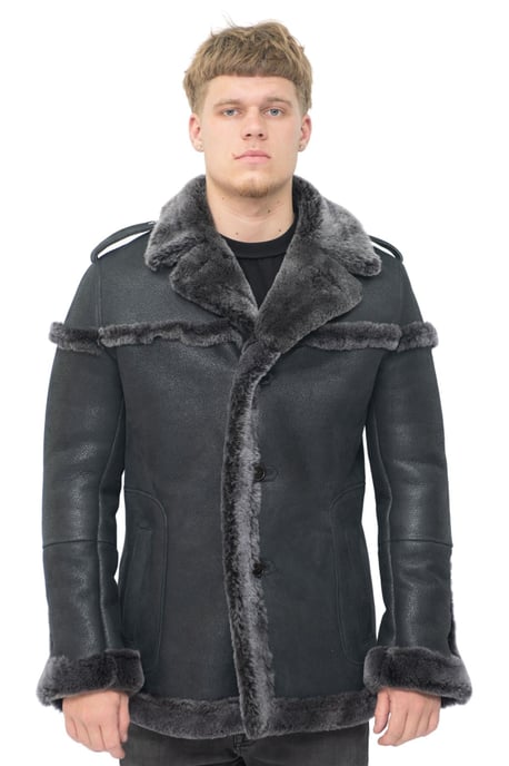 Men's Merino Sheepskin Suede Jacket with Connective Fabric - Granada