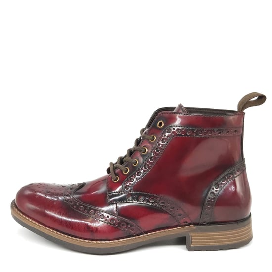 HX London Kingston Leather Oxblood Mens Lace Up Brogue Boots