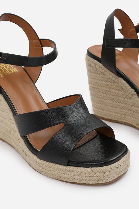 Wheres That From Womens 'Jaime' Cut Out Strap Detail Wedge Shoes With Buckle Closure