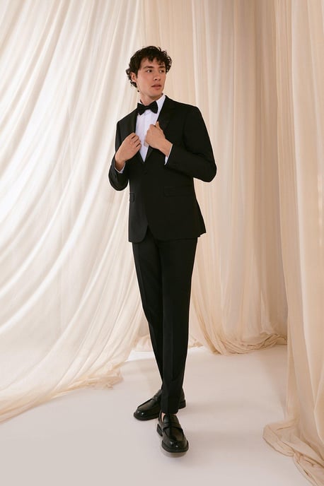 Slim Fit Black Tuxedo Suit Jacket - Image 2