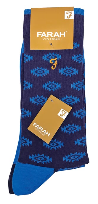 Farah - 2 Paar Herren Retro-Baumwollsocken mit flippigen Mustern - FVS010PUR - Image 2