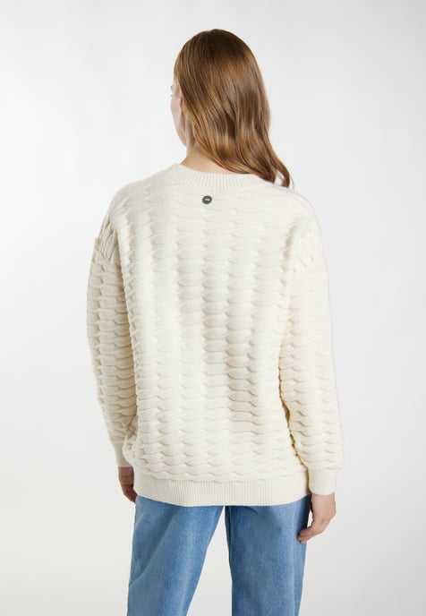 Dreimaster Strickpullover Damen Wollweiss - Image 4