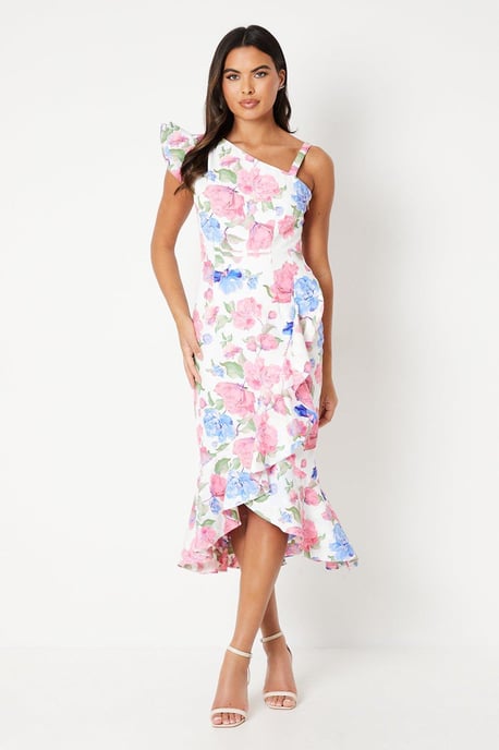 Crepe Ruffle Hem Strappy Dress