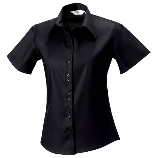 Russell Collection Damen/Damen Kurzarm Ultimate Non-Iron Shirt (Schwarz) - Image 3
