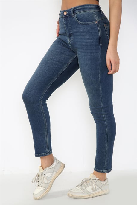 Damen Magic Shaping High Waisted Skinny Fit Jeans in Blau - Image 3
