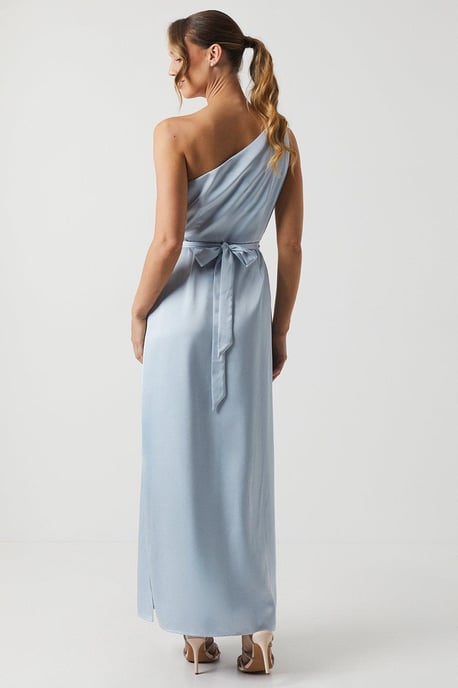 One Shoulder Satin Maxi Bridesmaid Dress - Image 3