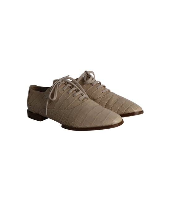 Alexander Wang Ingrid Krokodilprägung Oxfords aus beigem Kalbsleder - Image 3