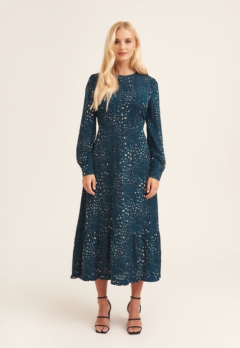 Langärmeliges Maxikleid mit Leopardenmuster - Image 1