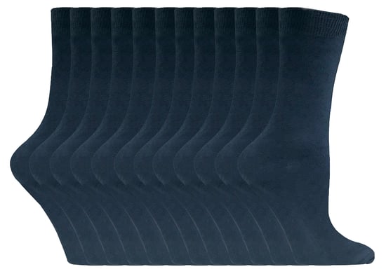 Einfarbige Damensocken mit hohem Baumwollanteil | 12 Paar Multipack | Socken-Snob | Dünne, bequeme, farbenfrohe Crew-Söckchen für Damen, Marineblau - Image 1