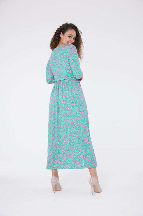 Sonia Ditsy Floral Dress - Green/Pink