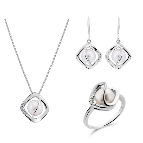 Orphelia 'Aina' Women's 925 Sterling Silver Set: Necklace + Earrings + Ring - Silver SET-7471