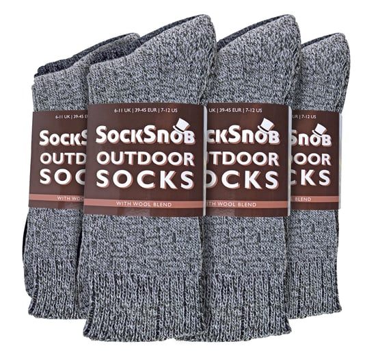 Socke Snob - 12 Paar Herren Wolle Boot Socken für Wandern - Grau - Image 2