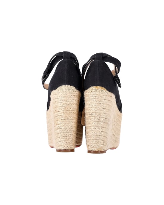Christian Louboutin Dehia Espadrille Plattform Wedge aus schwarzem Canvas - Image 4