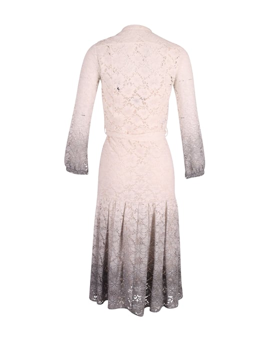 Burberry Prorsum Degrade Spitze Kleid in Ombre Weiß/Grau Triacetat - Image 6