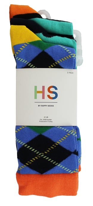 HS von Happy Socks - Herren 3er Pack Spaßige Modische Socken - Argyle (Blau) - Image 2