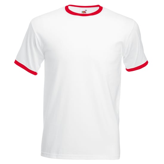 Fruit Of The Loom Herren Ringer T-Shirt (Weiß/Rot) - Image 1