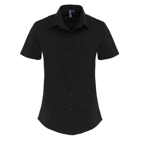 Premier Womens/Ladies Stretch Short-Sleeved Formal Shirt (Black)